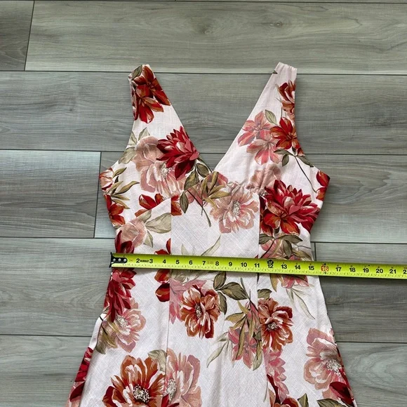 Paper Heart Floral Maxi Dress Linen Rayon Blend Womens L Boho V Neck NWT - Picture 13 of 16